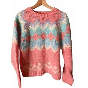 Women’s Vintage Knit Pink Sweater Large